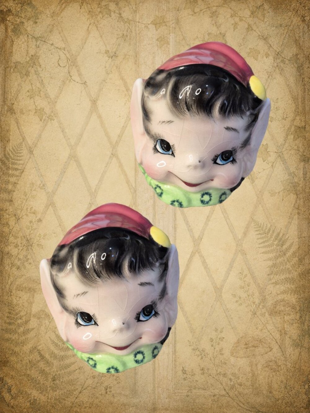 LEFTON 1950s Vintage Red Pixie Elf Salt & Pepper Shakers